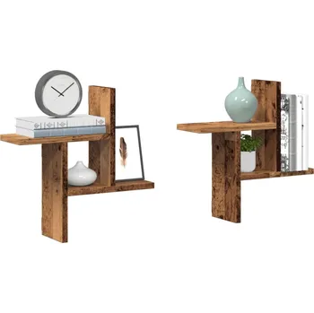 police zahrada-XL Nástěnné police 2 ks old wood 38 x 12 x 38 cm kompozitní dřevo 853252