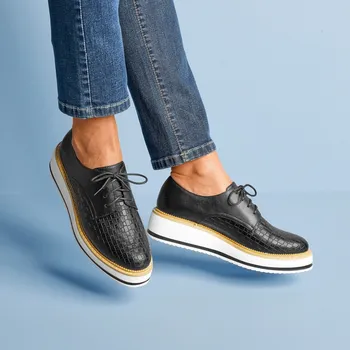 Dámské tenisky Derbies na klínové podrážce, černé černá 37