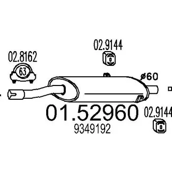 Auto-moto Střední tlumič výfuku MTS 01.52960