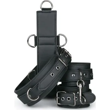BDSM obojek EasyToys Fetish Neck and Wrist Restraint černý obojek s řemenem a pouty na zápěstí