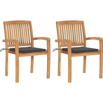 OMAXI Zahradní židle 2 ks s antracitovými poduškami masivní teak 271766