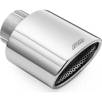 Zadní díl výfuku Koncovka výfuku RM Motors saténová z nerezové oceli, oválná Vstupní průměr: 63,5 mm, Včetně svorky: Ano_2