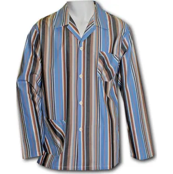 Pánské pyžamo LUIZ Pánský pyžamový kabátek na knoflíky -Popelín- Pablo 925 Velikost: 56