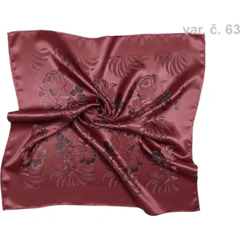 Šátek HEDVA ČESKÝ BROKÁT Šátek Ondrin VSh 76x76 RŮŽE A VĚJÍŘ vínová Barevná varianta: vínová/černá 63