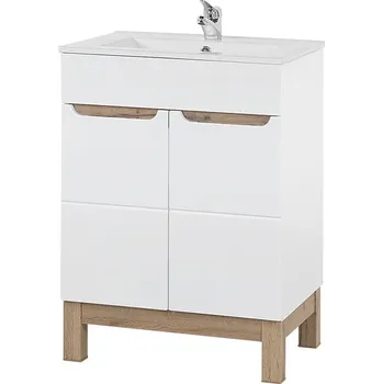 Policová skříň Závěsná skříňka Bali se zápustným umyvadlem 60 cm bílá/dub wotan