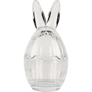 Dóza na potraviny Skleněná dóza ve tvaru vajíčka s králičíma ušima Rikki – 6x11 cm