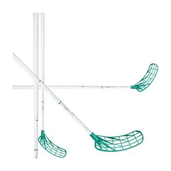 Florbalová hůl Unihoc UNILITE PRO 27 white/turq CLASSIC Florbalová hůl bílá / stříbrná, Levá (levá ruka dole), 96cm (=106cm)