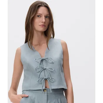 Dámský kabát Reserved - Lněná vesta - ocelově modrá - YS771-95X - YS771-95X-L