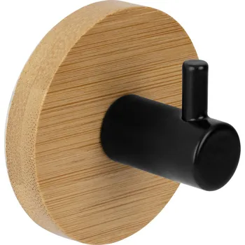 Věšák Walteco Bambusový věšák, 1 háček, kulatý, černý, FSC®