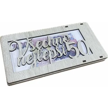 Žertovný předmět Mdeco Dřevěná krabička na peníze 20x10cm - Všechno nejlepší 50