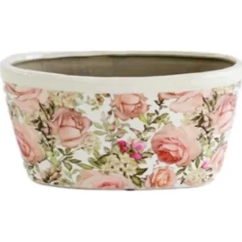 Květináč Keramický oválný květináč Roses 27x13x14 cm
