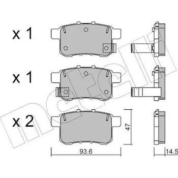 Brzdový systém Sada brzdových destiček, kotoučová brzda METELLI 22-0868-0