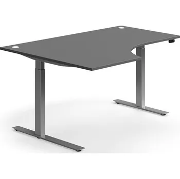 Psací stůl Výškově nastavitelný stůl FLEXUS, rohový, 1600x1200 mm, stříbrná podnož, šedá