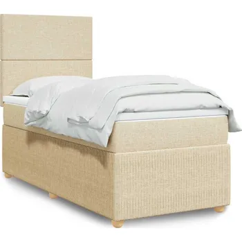 Postel vidaXL Box spring postel s matrací 90x200 cm textil [3291934] Barva: krémová
