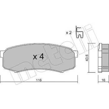Brzdový systém Sada brzdových destiček, kotoučová brzda METELLI 22-0432-0