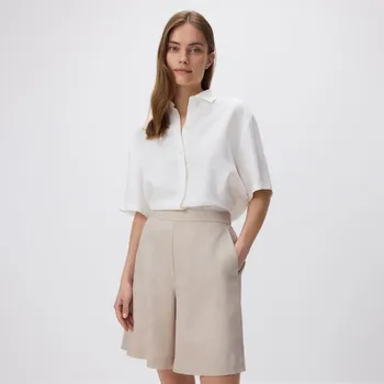 Dámské kraťasy Reserved - Lněné šortky - béžová - 722AC-08X - 722AC-08X-S