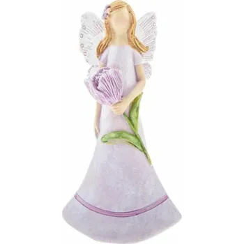 Vánoční dekorace Casa de Engel Home Polyresinová víla s květinou, 12/144 Fialová UNI (2814676)