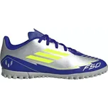 Chlapecké fotbalové kopačky turfy ADIDAS-F50 Club Messi Jr TF silver metallic/solar yellow/lucid blue Stříbrná 36