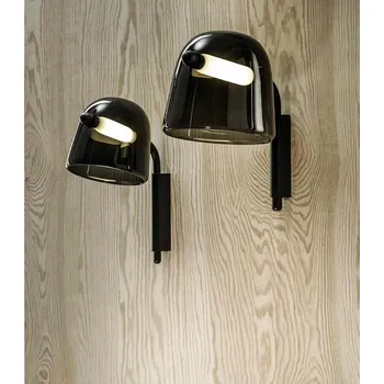 Nástěnné svítidlo Brokis Reprezentativní skleněné nástěnné svítidlo Mona Medium Wall Barva skla: Černá, Povrch montury: Černý matný komaxit PC00970_011