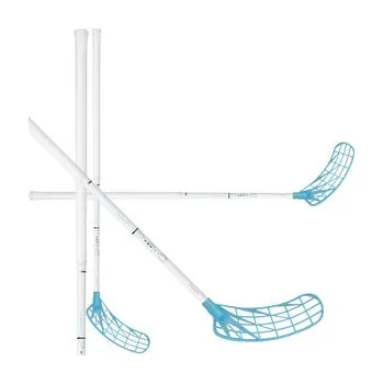 Florbalová hůl Unihoc UNILITE PRO 27 white/blue CLASSIC Florbalová hůl bílá / stříbrná, Pravá (pravá ruka dole), 96cm (=106cm)