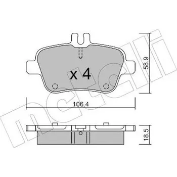 Brzdový systém Sada brzdových destiček, kotoučová brzda METELLI 22-0966-0