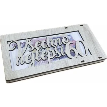 Žertovný předmět Mdeco Dřevěná krabička na peníze 20x10cm - Všechno nejlepší 60