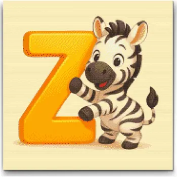 Diamantové malování Diamantové malování - Písmeno Z - Se zvířátkem Velikost: 50x50cm, Rámování: Pouze srolované plátno, Diamanty: Kulaté