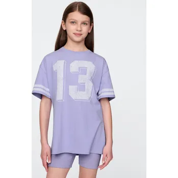 Dívčí tričko GAP Dívčí Dětské oversize tričko Varsity GAP Fialová 140/146 (2763709)