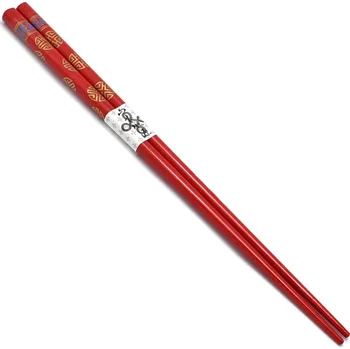 Příbor RED SAMURAI Červené jídelní hůlky se zlatými a modrými ornamenty v tradičním stylu