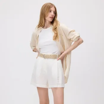 Dámské kraťasy Reserved - Kraťasy s příměsí lnu - bílá - 723AC-00X - 723AC-00X-S