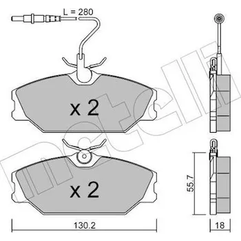 Brzdový systém Sada brzdových destiček, kotoučová brzda METELLI 22-0142-0