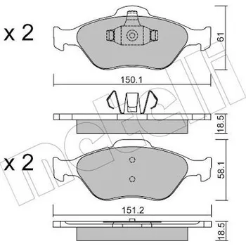 Brzdový systém Sada brzdových destiček, kotoučová brzda METELLI 22-0316-0