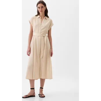 Dámské šaty GAP Dámské Lněné košilové midi šaty GAP Hnědá XXS (2268104)