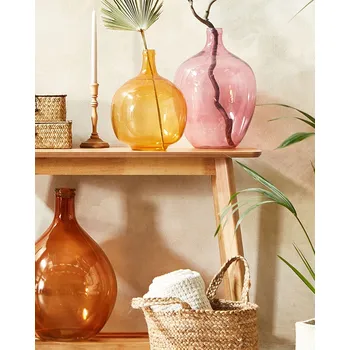 Váza Váza růžové sklo 39 cm ručně dělaná dekorativní domácí doplněk moderní design Beliani