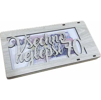 Žertovný předmět Mdeco Dřevěná krabička na peníze 20x10cm - Všechno nejlepší 70