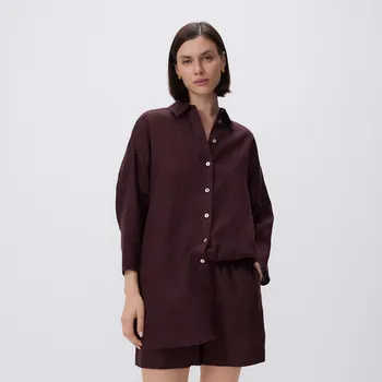 Dámské kraťasy Reserved - Lněné šortky - tmavě hnědá - 172BP-89X - 172BP-89X-XL