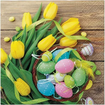 Papírový kapesník Paw Ubrousky TaT 33x33cm Easter basket catkins 460255