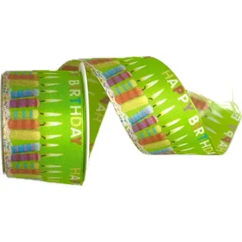 Stuha Stuha narozeninová BIRTHDAY CANDLE 40mm x 2m (15,-Kč/m) (Stuha taftová, narozeninová, fotopotisk, s vlascem v obou okrajíc)