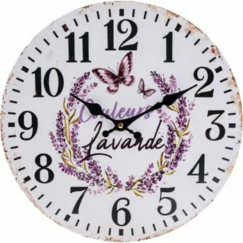 Hodiny Casa de Engel Home Dřevěné nástěnné hodiny, 0/12 Fialová UNI (2781021)