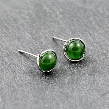 Náušnice Náušnice zelený kámen nefrit