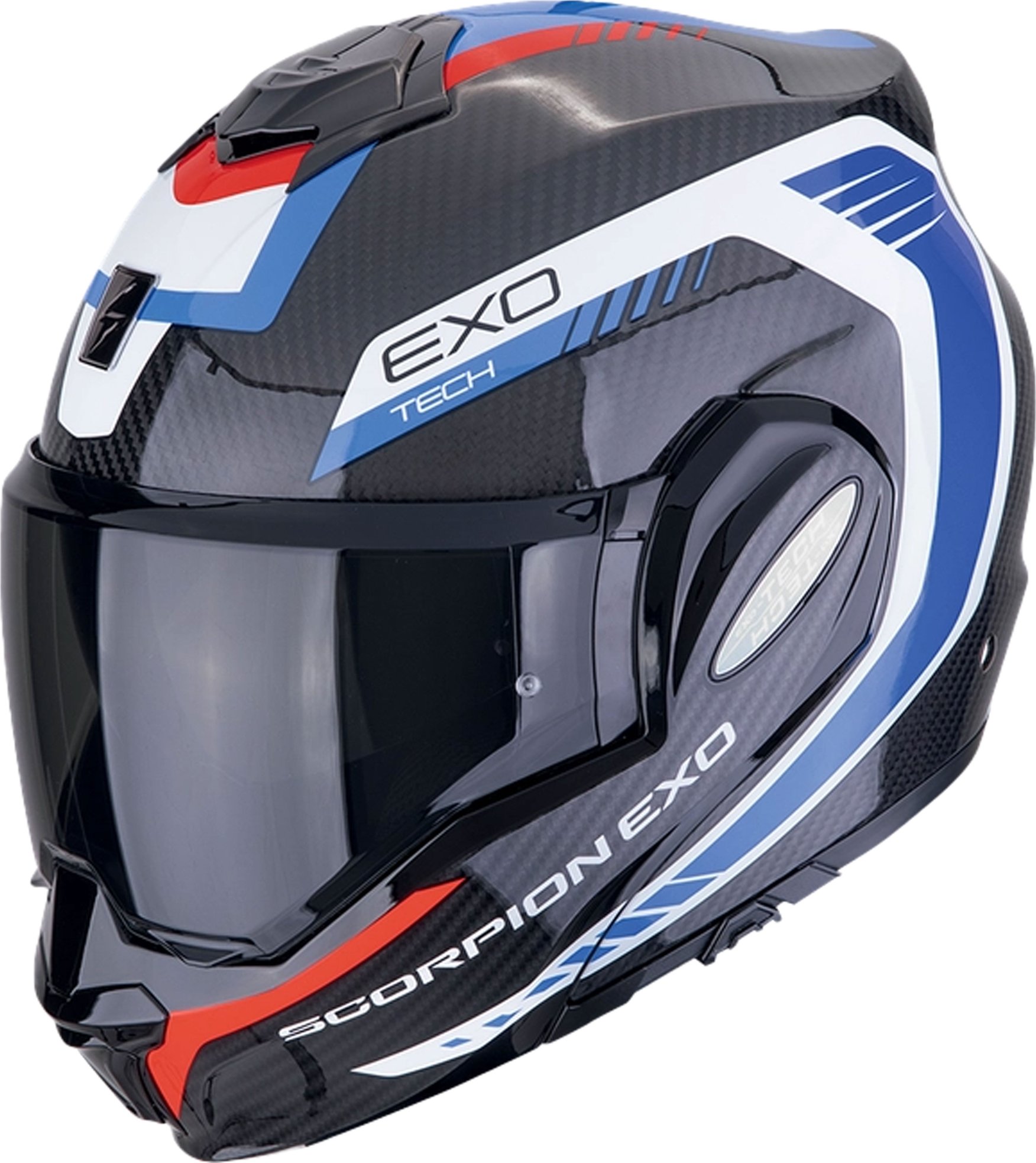 Překlápěcí helma na motorku Scorpion EXO-TECH EVO CARBON COSY černo-modro-červená XL