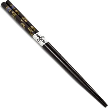 Příbor RED SAMURAI Tmavé jídelní hůlky s elegantními zlatými a modrými ornamenty