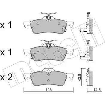 Brzdový systém Sada brzdových destiček, kotoučová brzda METELLI 22-0556-1