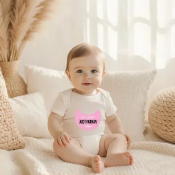 Kojenecký body Body NOT ANGRY, JUST HUNGRY - RŮŽOVÁ Barva: Bílá, Velikost: 80-86 (12-18 měsíců)