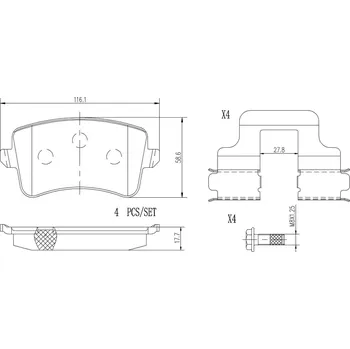 Brzdová destička Sada brzdových destiček, kotoučová brzda BREMBO P85100NX