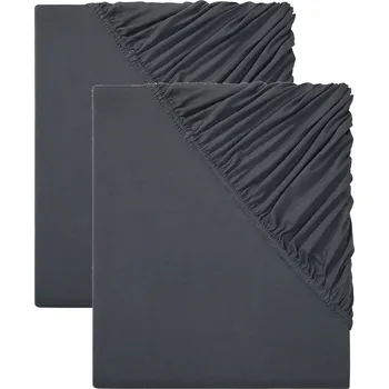 Povlečení LIVARNO home Sada žerzejových napínacích prostěradel 180-200 x 200 cm, 2dílná (tmavě šedá)