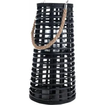 Lucerna Casa de Engel Home Dřevěná lucerna se sklem, černá, 0/4 Fialová UNI (2795740)