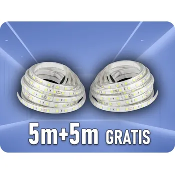 LED páska LED pás 12W/m, 1680lm/m, vysokosvítivý, 24V, IP20, 5m+5m zdarma! Teplá bílá