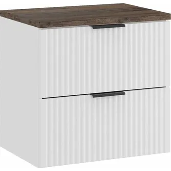 Policová skříň Závěsná skříňka pod umyvadlo Casad s deskou 60 cm bílá/dub santa fe vintage