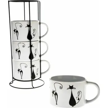 Casa de Engel Home Keramické hrnečky v kovovém stojanu, 4x300ml, 1/9 Fialová UNI (2805316)